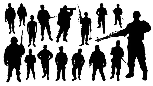 Silhouettes soldats noirs — Image vectorielle