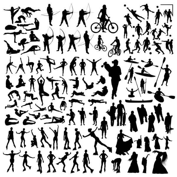 Silhouettes d'athlètes en mouvement — Image vectorielle