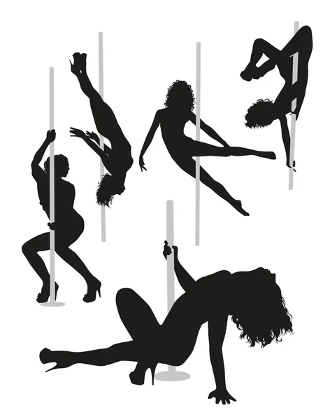 Silhouettes de strip-teaseuses féminines — Image vectorielle