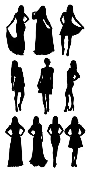 Silhouettes femmes noires — Image vectorielle