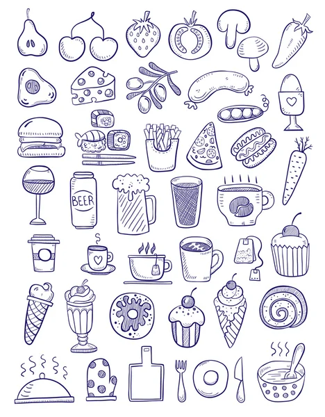 Purple food doodles — Stock Vector