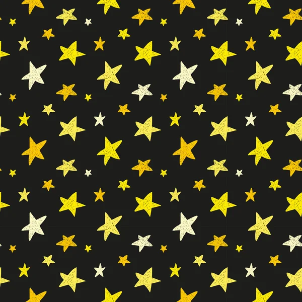 Estrellas amarillas sobre fondo negro — Vector de stock