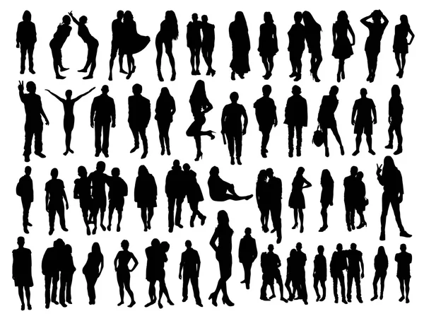 Silhouettes de personnes noires — Image vectorielle