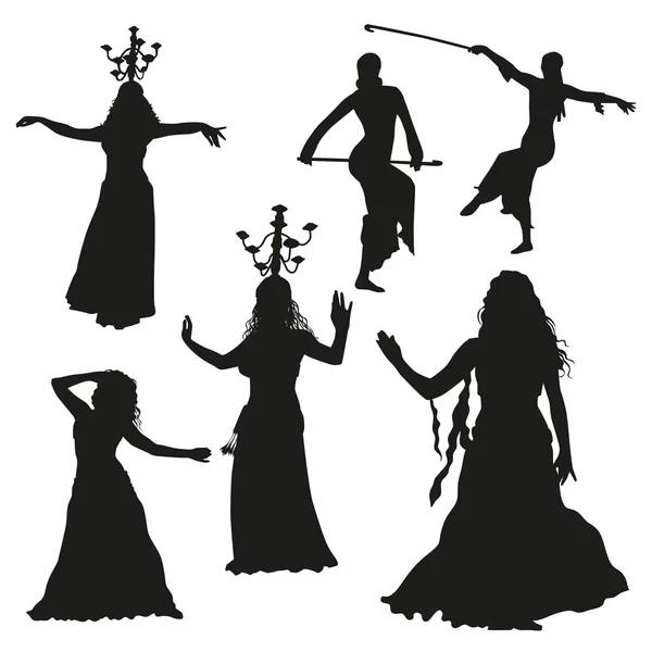 Siluetas de bailarinas negras — Vector de stock