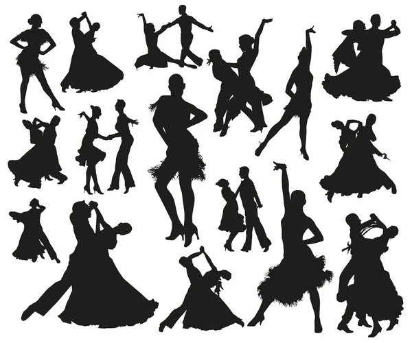 Black dancers silhouettes — Stock Vector