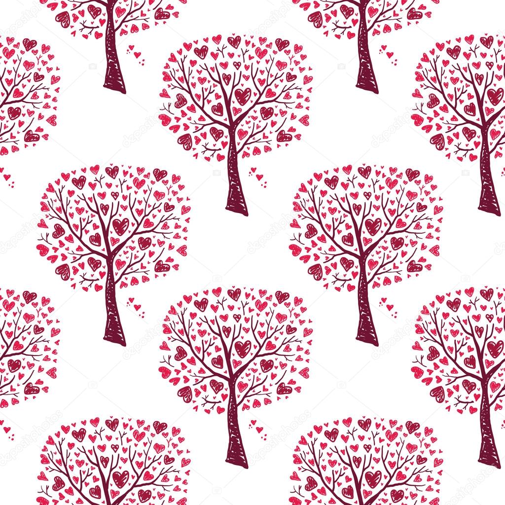 Pink trees with hearts