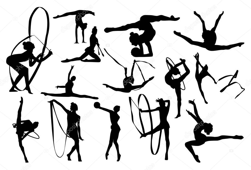 Black gymnastics silhouettes
