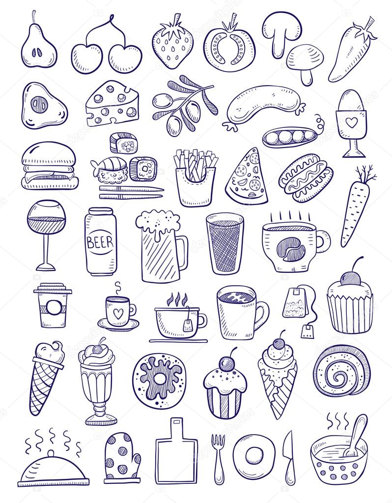 Purple food doodles Stock Vector Image by ©orfeev #74461499