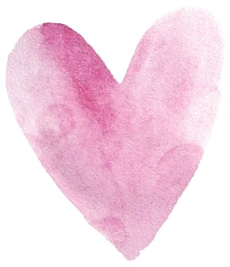 Watercolor painted pink heart
