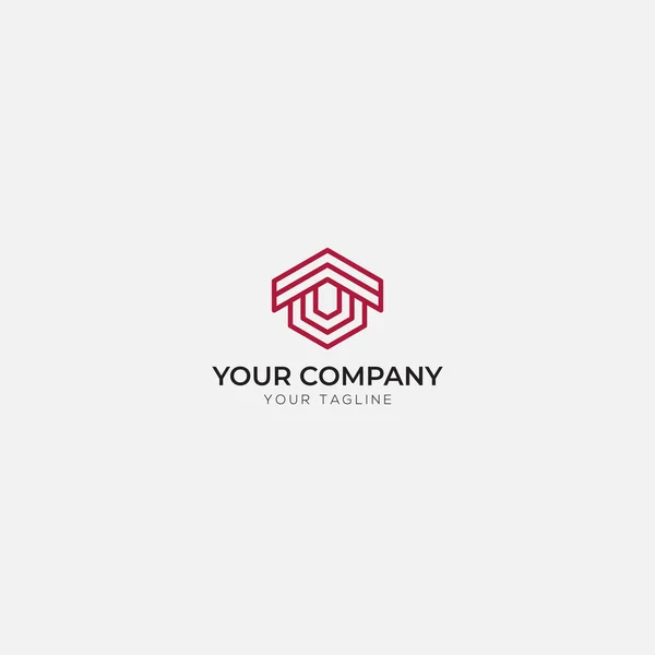Червоний Шестикутний Дизайн Домашнього Логотипу — стоковий вектор