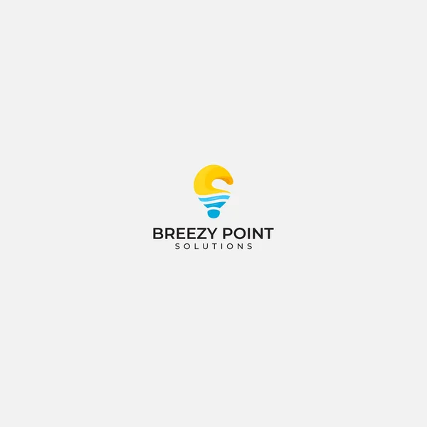 Beach Wave Point Logo Mind Innovation — стоковый вектор