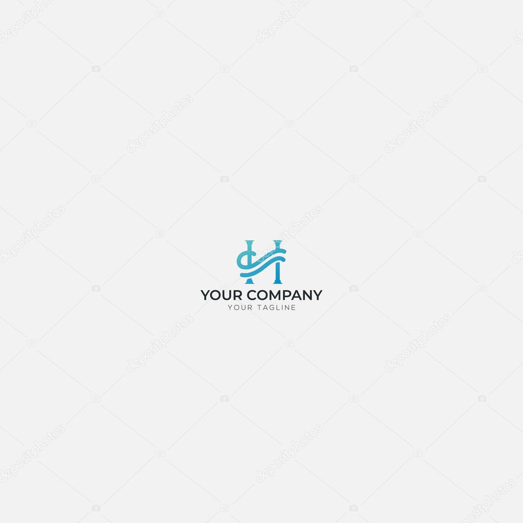 Feminine letter H simple logo H and wave