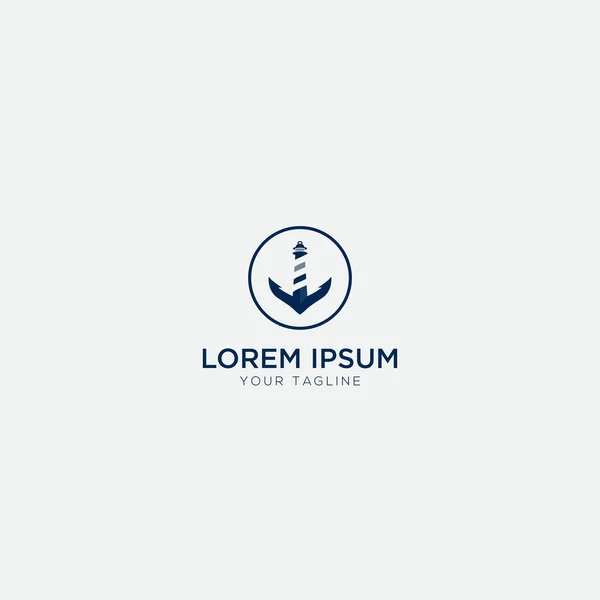 Liman Feneri Demirli Gemi Logosu — Stok Vektör