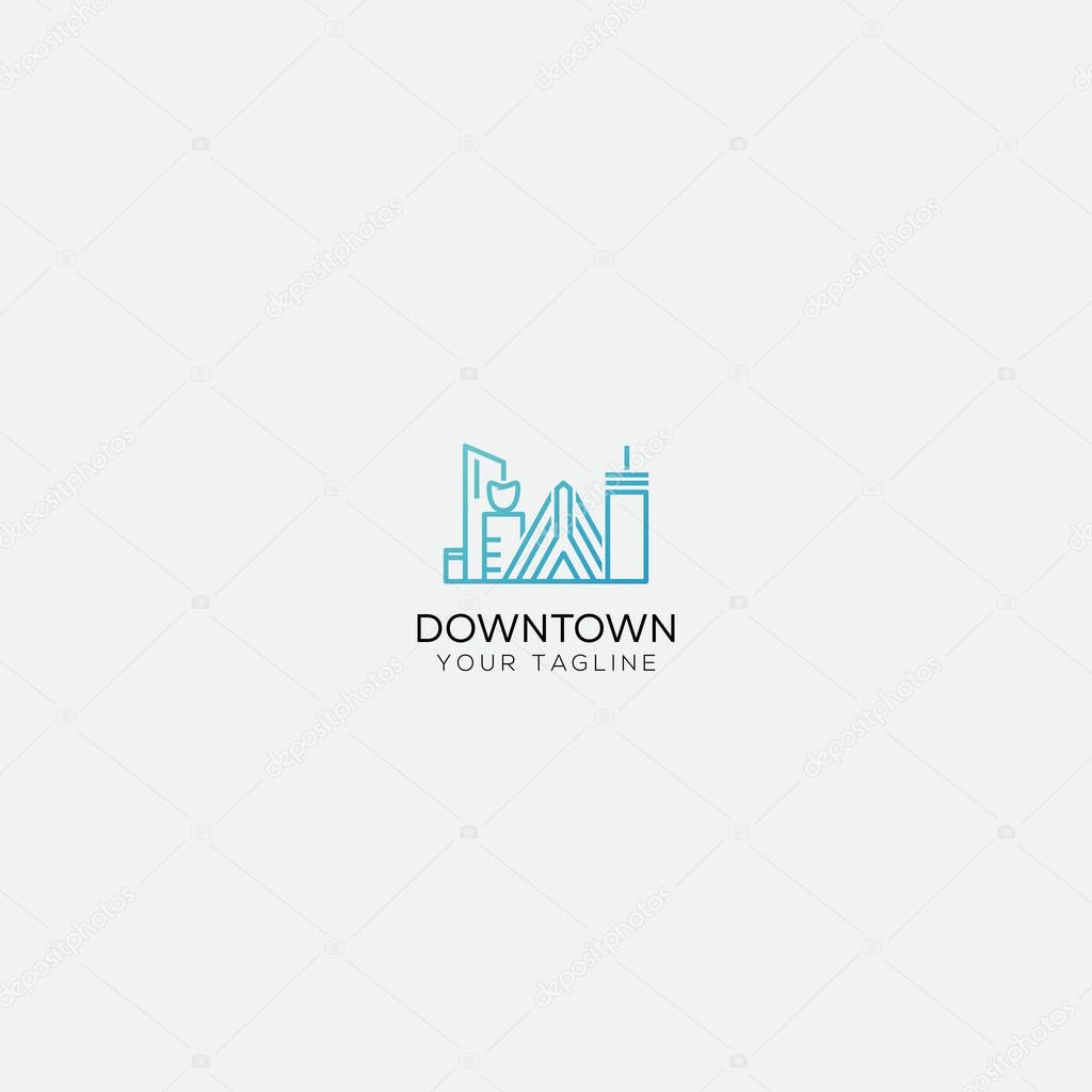 Boston skyline logo line art modern