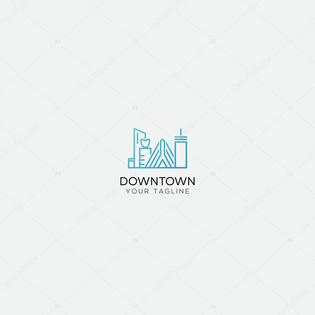 Boston skyline logo line art modern