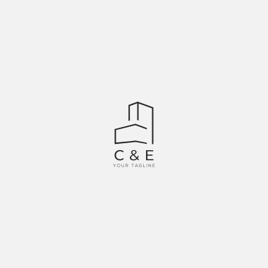 soyut bina harfi C ve E logosu