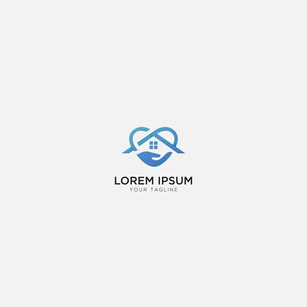 Home Love Logo Blijf Thuis Hand Eenvoudig Hart Logo — Stockvector