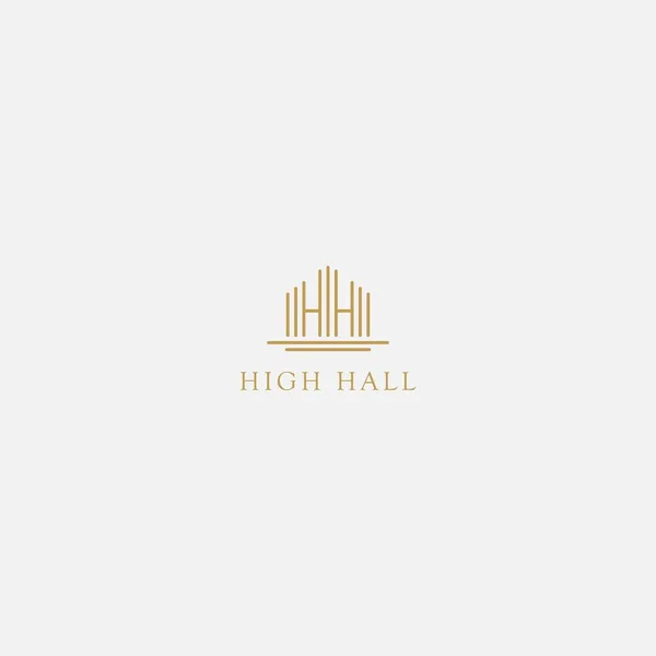 Hohes Haus Und Halle Logo Einfache Linie — Stockvektor