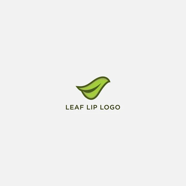 Lippen Blatt Einfache Natürliche Logo — Stockvektor