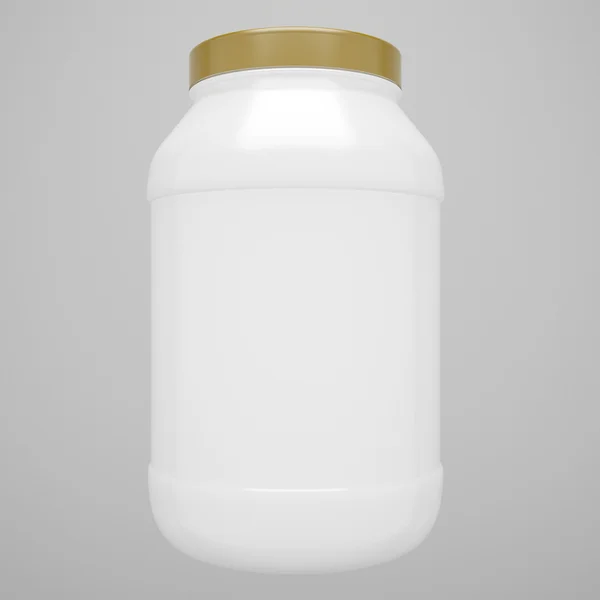 Αθλητισμός διατροφή πρωτεΐνη μπουκάλι με χρυσό κάλυμμα απομονωθεί — Φωτογραφία Αρχείου