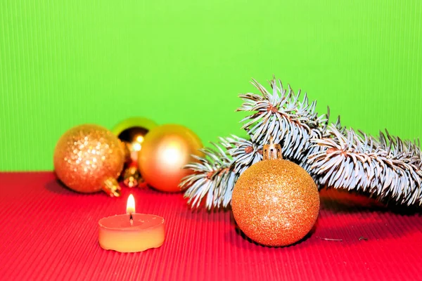 Navidad Año Nuevo Vela Árbol Navidad Decoraciones Navidad Tarjeta Postal — Foto de Stock