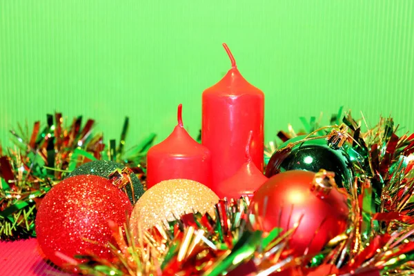 Navidad Año Nuevo Vela Árbol Navidad Decoraciones Navidad Tarjeta Postal —  Fotos de Stock