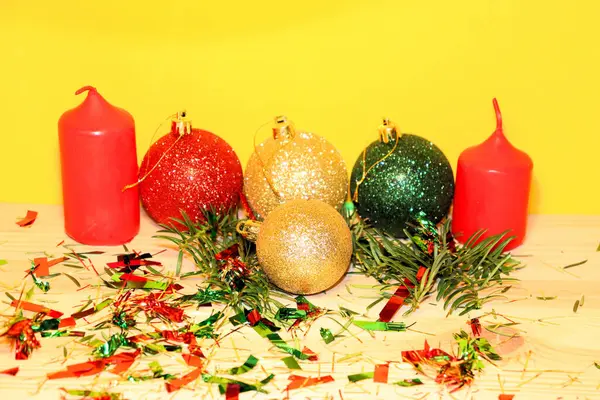 Natal Ano Novo Vela Árvore Natal Decorações Natal Cartão Postal — Fotografia de Stock
