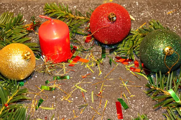 Natal Ano Novo Vela Árvore Natal Decorações Natal Cartão Postal — Fotografia de Stock