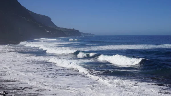 Zeezicht Achtergrond Golven Oceaan Vissen Vakantie Canarische Eilanden — Stockfoto