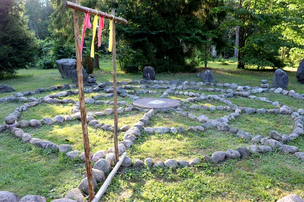 Labyrinthe Magique Chaman Avec Tambourin Fête Chaman Chemin Spirituel — Photo