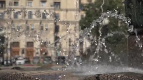 Fountain Moscow street summer — Stock Video