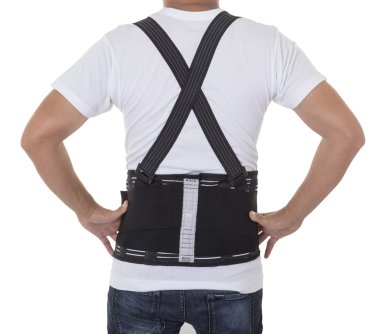 Worker wear back support belts for support and improve back post clipart