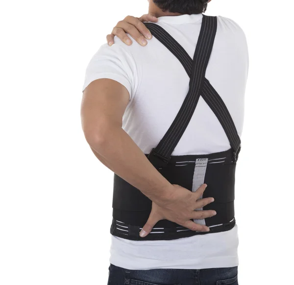 Worker wear back support belts for support and improve back posture. — Stock Photo, Image