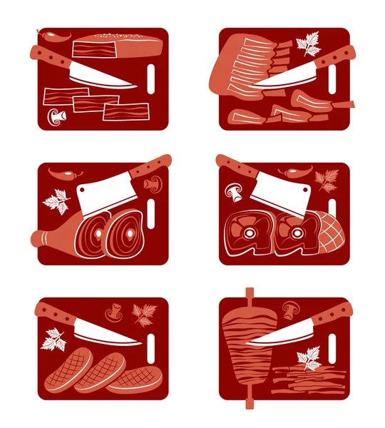 Juego de iconos de carne — Vector de stock