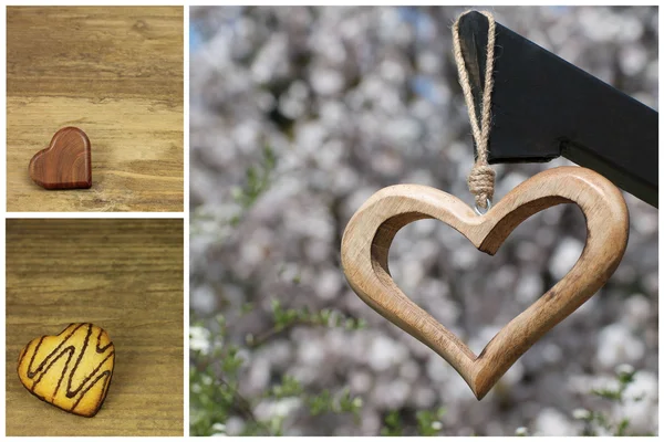 木製とビスケットの心 — ストック写真