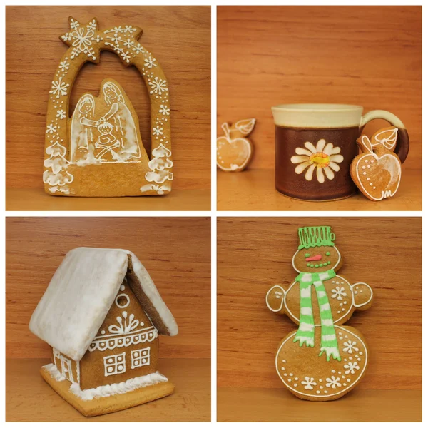 Gingerbread ahşap arka plan üzerinde