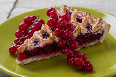 cherry pie on green plate