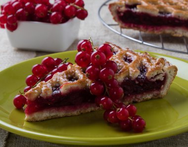 cherry pie on green plate