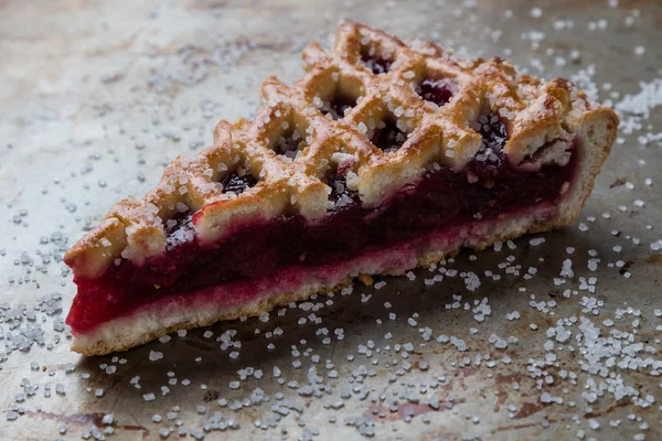 Cherry pie on steel plate — Stock Fotó