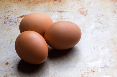 çelik bir plaka üzerinde yumurta