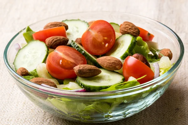 Vegetable salad in glass bowl — Stock Photo, Image