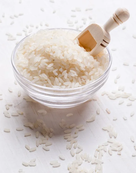 Rice in glass jar — Stock Photo, Image