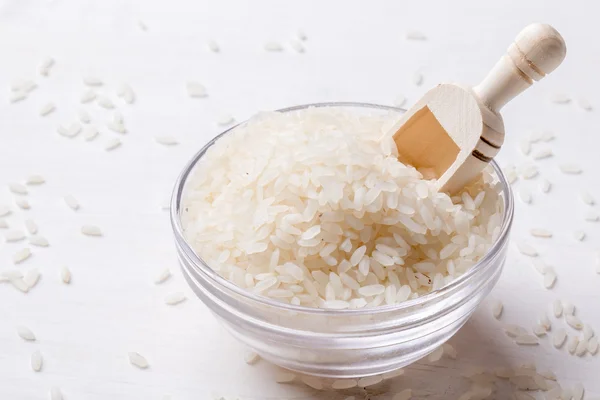 Rice in glass jar — Stock Photo, Image