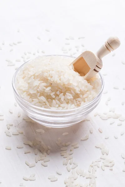 Rice in glass jar — Stock Photo, Image
