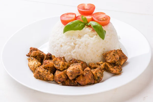 Frango com arroz e tomate — Fotografia de Stock