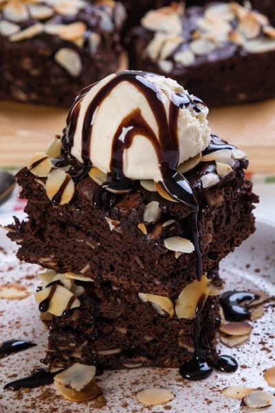 Brownie with ice cream Stock Picture