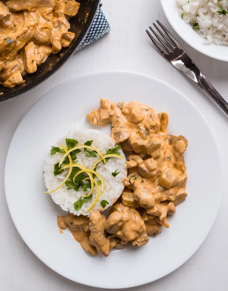 Stroganoff com arroz — Fotografia de Stock