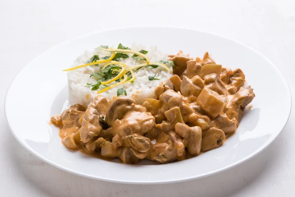 Stroganoff com arroz — Fotografia de Stock