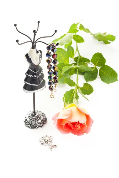 Jewelry with rose — Stock Photo, Image