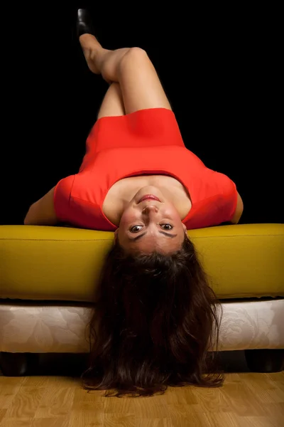 Woman lying on sofa — Stock Photo, Image